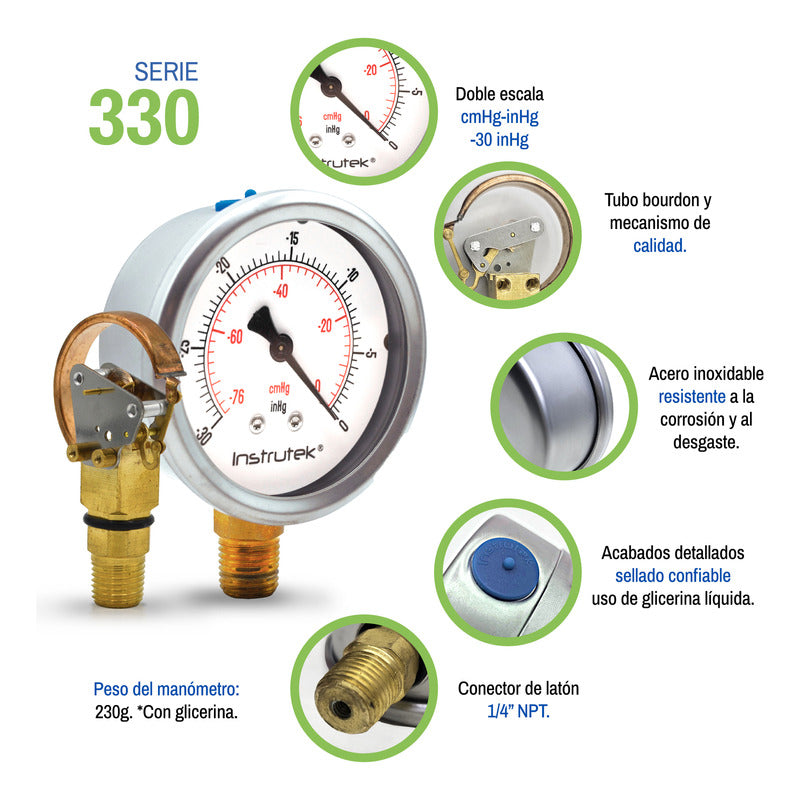 Vacuum Gauge With Glycerin 2.5 PLG, -30 Inhg (Vacuum equipment)