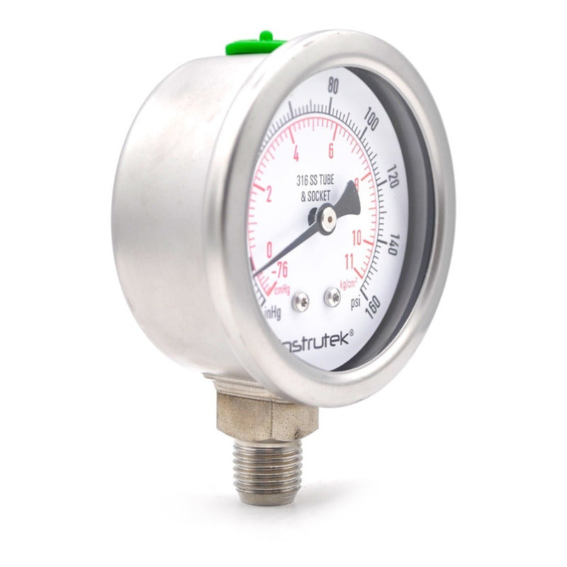 Manovacometer, Glycerin. 2.5 PLG -30 Inhg/160psi, 1/4 Npt