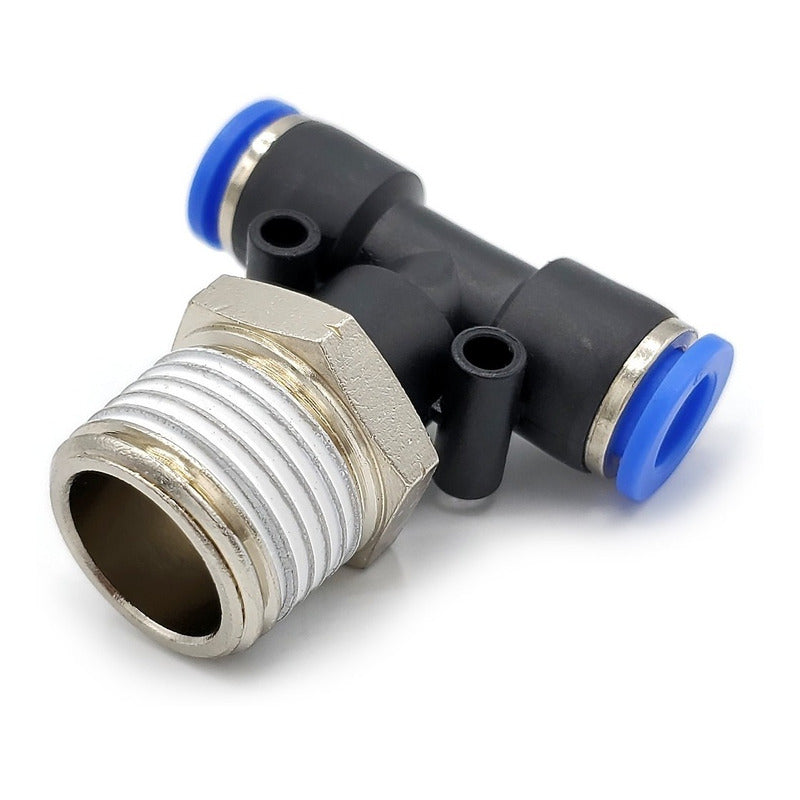5pz Racor Rápido Neumático En Tee 1/2 Npt X 8mm