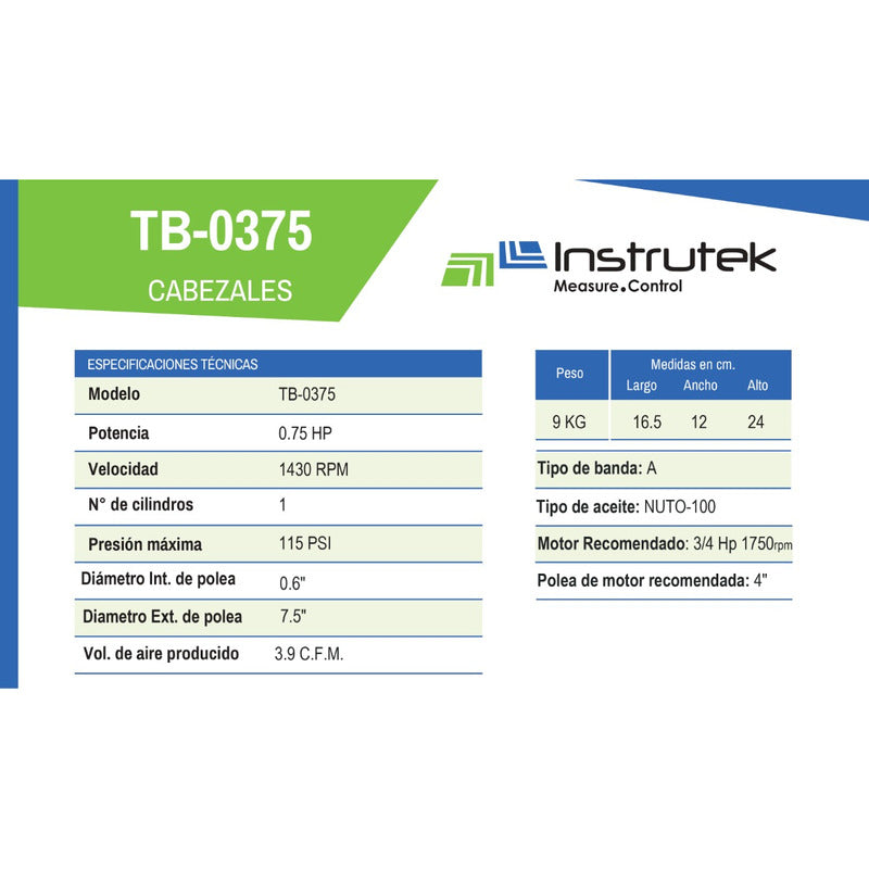 Instrutek Air Pump / Compressor Head (3/4 Hp)