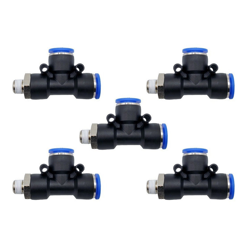 5 Pz Conector Rápido Neumático Tee Rosca Lateral 1/8 X 10mm