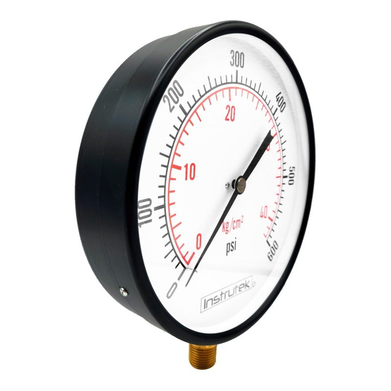 Manómetro 8", estándar, 1/2" NPT, inferior, 600 psi-kg/cm2
