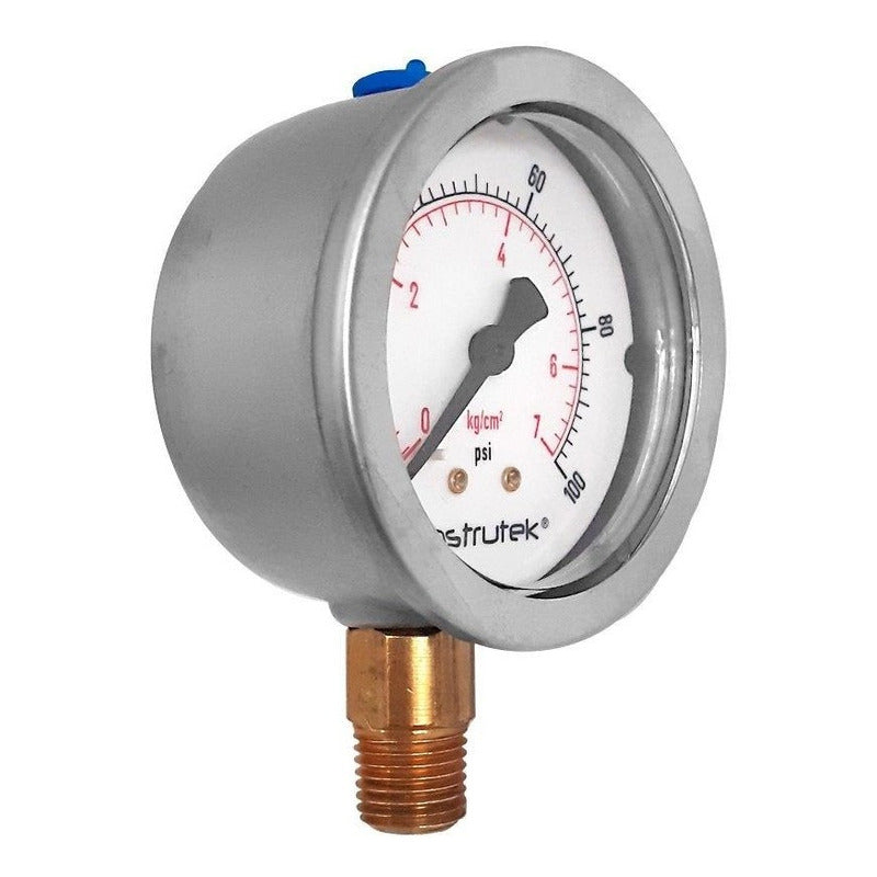 Manómetro 2.5", lleno de líquido (O.E.M.), 1/4" NPT, inferior, 100 psi-kg/cm2