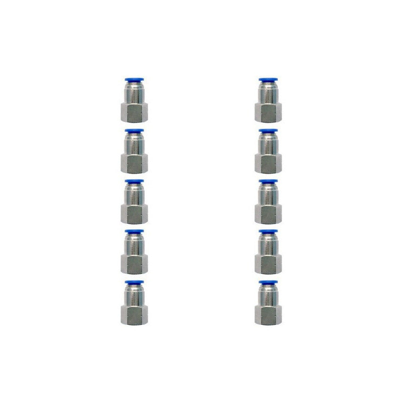 10 Pcs Straight Female Pneumatic Connector/Fitting 1/4 X 8 Mm