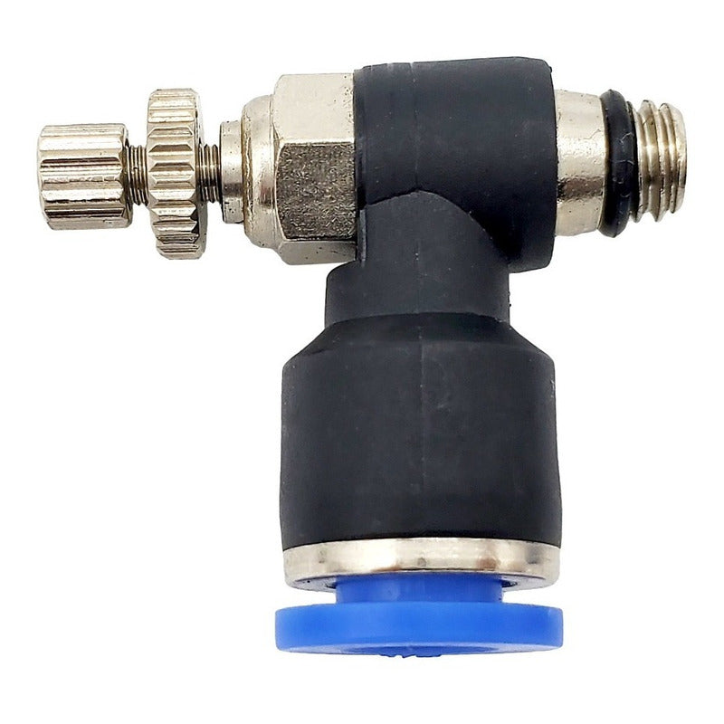 Conector / Regulador De Caudal Neumático Codo M6 x 1/4"