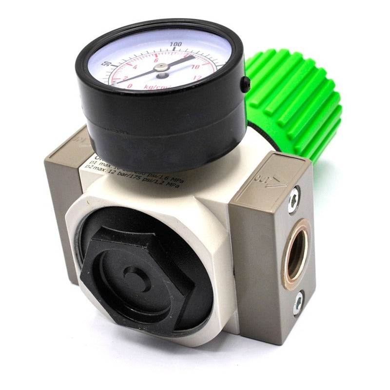 Pneumatic High Pressure Regulator 1/2 200 Psi with Pressure Gauge