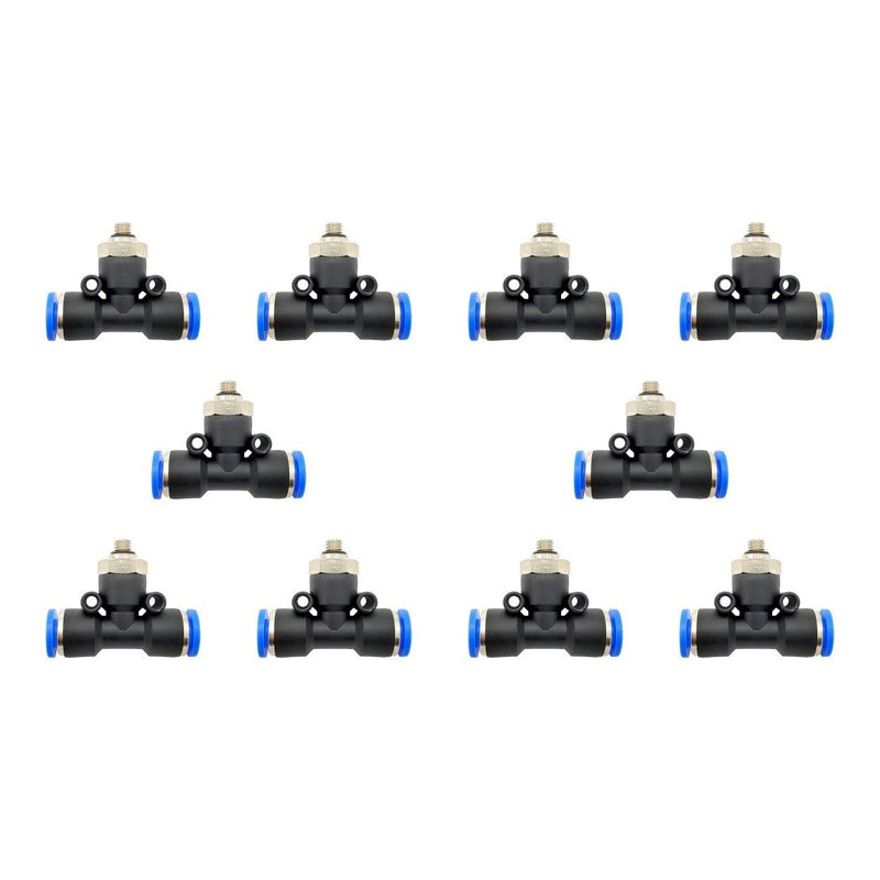 10 Pz De Conector/racor Rápido Neumático Tee M5 X 1/4