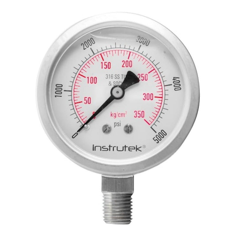 High Pressure Gauge, 2.5 Inch, 5000 Psi, Stainless Steel