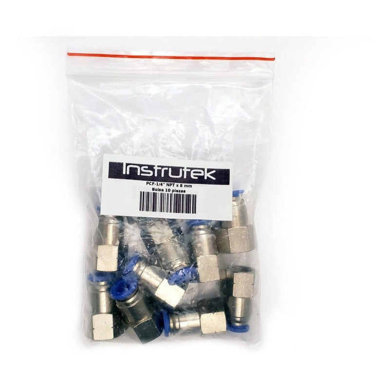 10 Pcs Straight Female Pneumatic Connector/Fitting 1/4 X 8 Mm