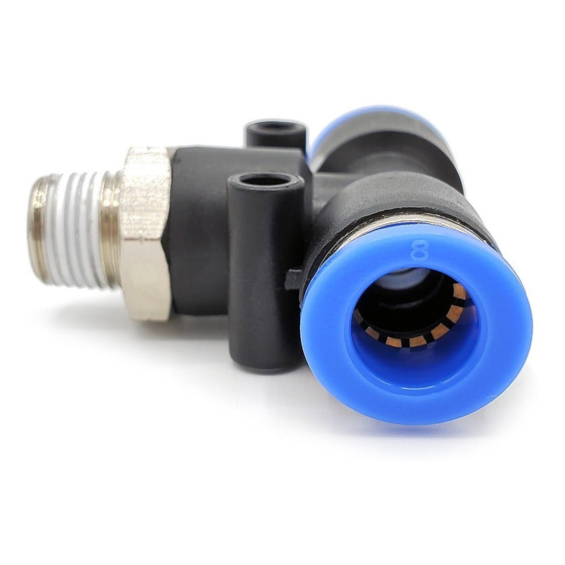 5pz Racor Rápido Neumático En Tee 1/8 Npt X 8mm