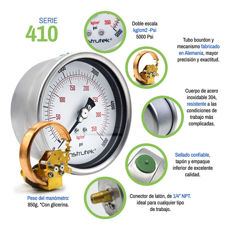 Premium High Pressure Glycerin Gauge 4 IN, 5000 Psi