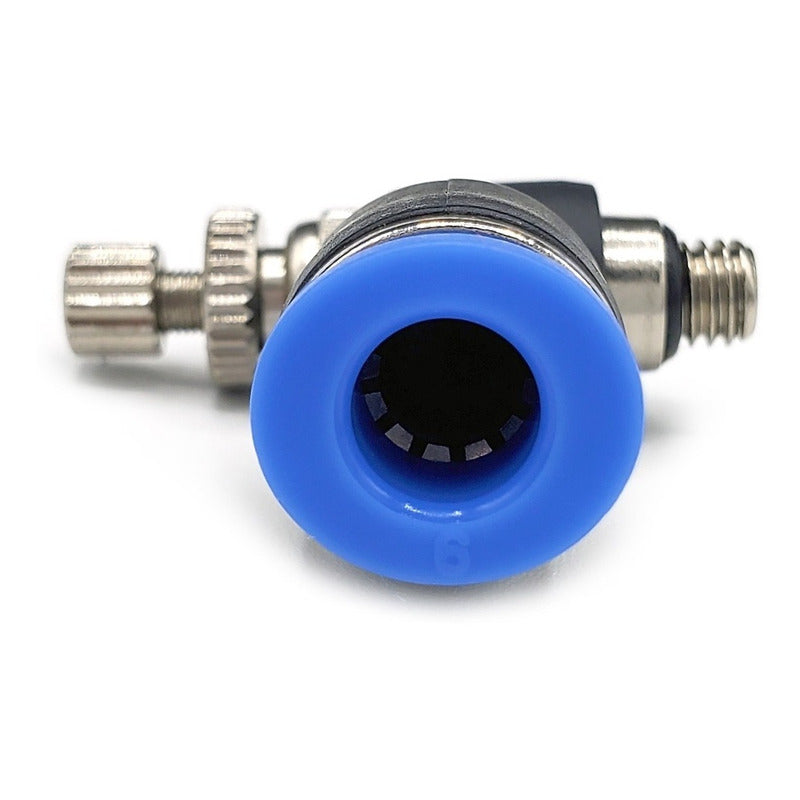 Conector / Regulador De Caudal Neumático Codo Rosca M5 X 6mm