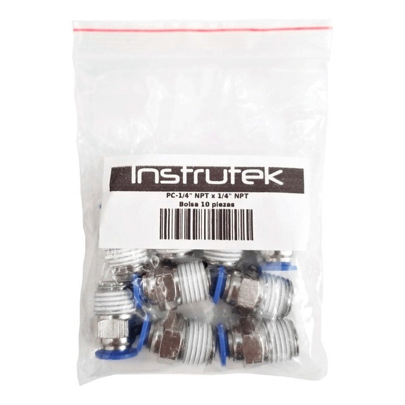 10 Pcs Straight Pneumatic Quick Connector/Fitting 1/4 Npt X 1/4