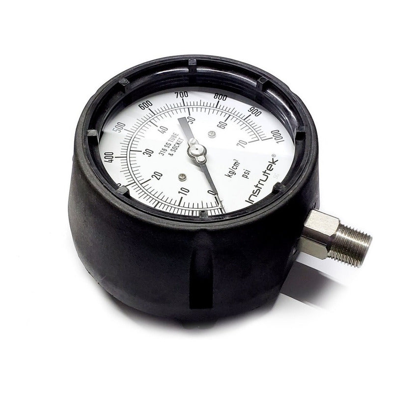 Manómetro 4.5", fenólico, 1/2" NPT, inferior, 1000 psi-kg/cm2