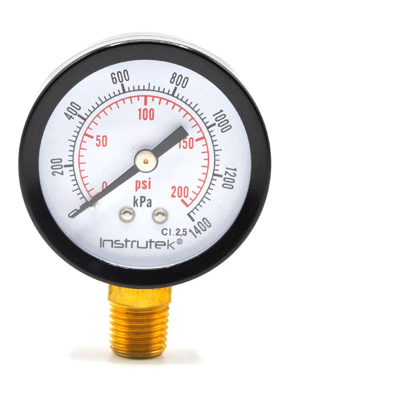 Manómetro Para Compresor Carátula 2, Conex Inf 1/4, 200 Psi