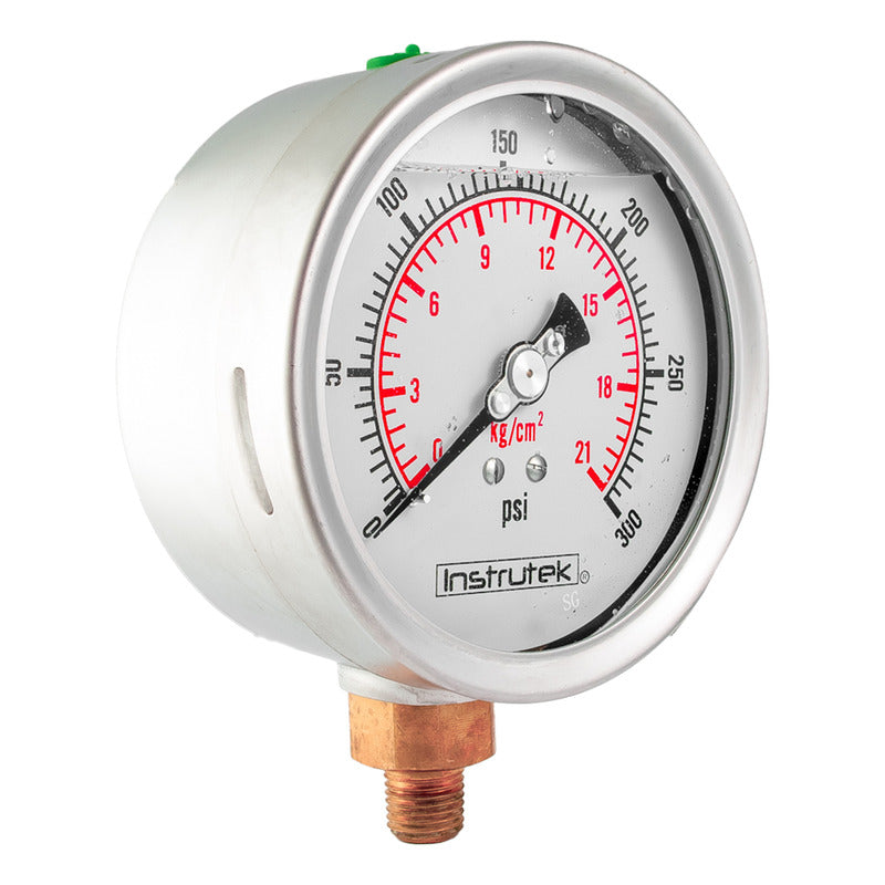 Stainless Steel Glycerin Pressure Gauge 4 IN, 300 Psi (Air, Water)