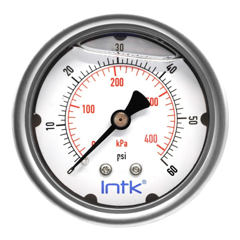 Stainless steel pressure gauge 2.5 PLG, 60 Psi 400 Kpa Conx. Later