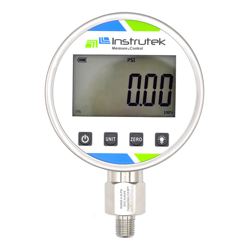 Digital LCD Pressure Gauge, 30 Psi + 13 Units of Measurement