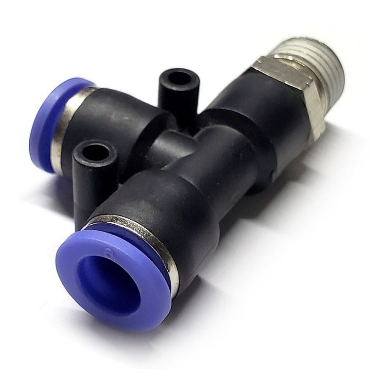 5 Pz Conector/racor Rápido Neumático Tee Lateral 1/4 X 8mm