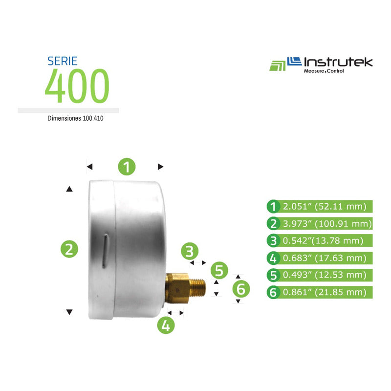 Manómetro 4", lleno de líquido premium, 1/4" NPT, posterior, 160 psi-kg/cm2