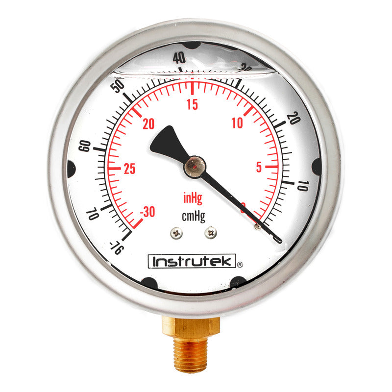 Vacuómetro 4", lleno de líquido (O.E.M.), 1/4" NPT, inferior, 30 Vac inHg-cmHg