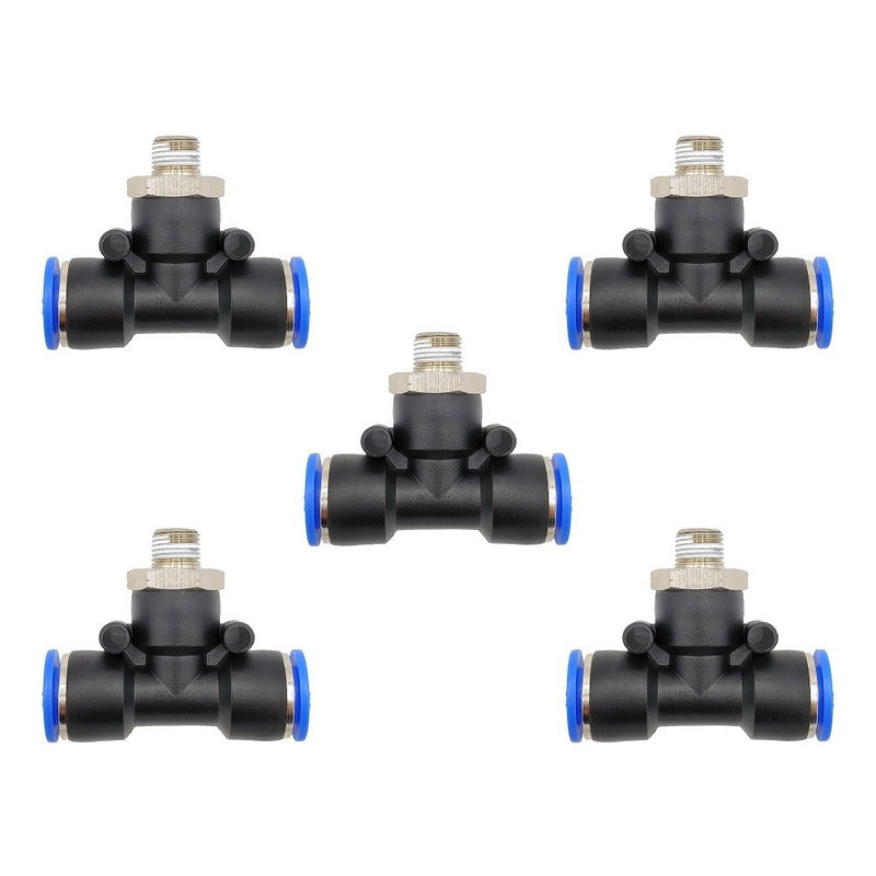 5pz Racor Rápido Neumático En Tee 1/8 Npt X 3/8