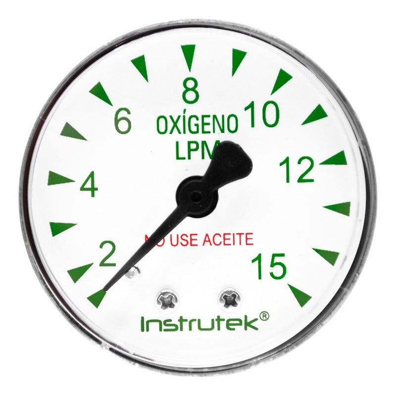 Manómetro 1.5", oxígeno medicinal, 1/8" NPT, posterior, 15 lpm