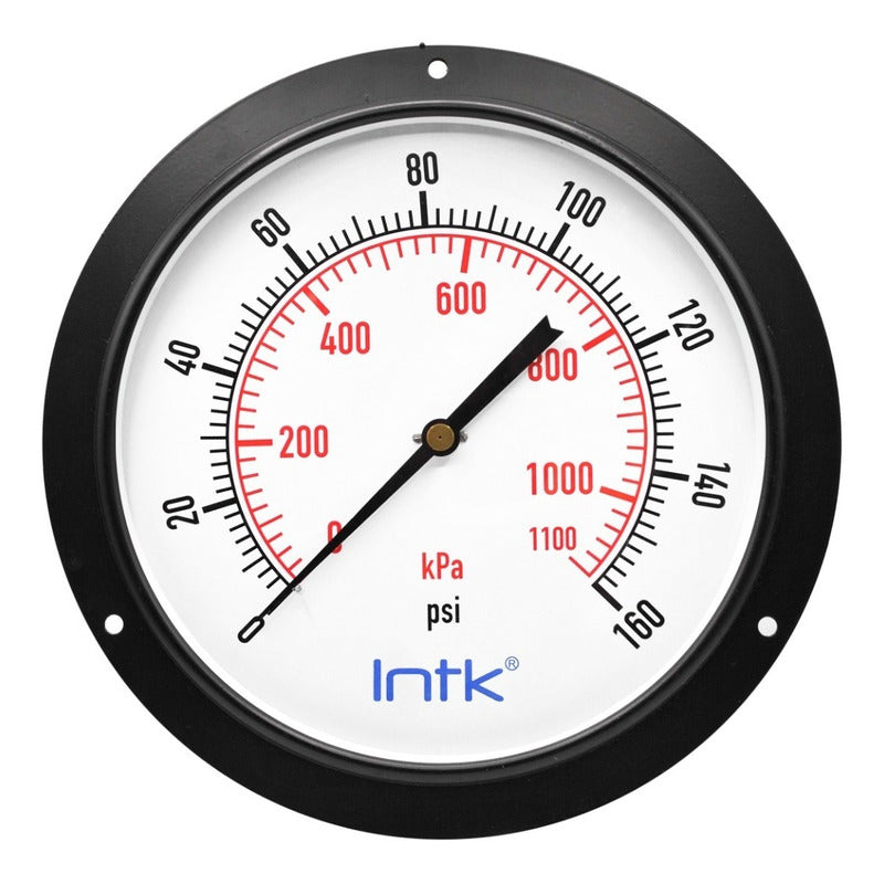 10" Standard, dry, pressure gauge, black steel case, 1/2" NPT, back connection, 0 to 160 psi-kPa