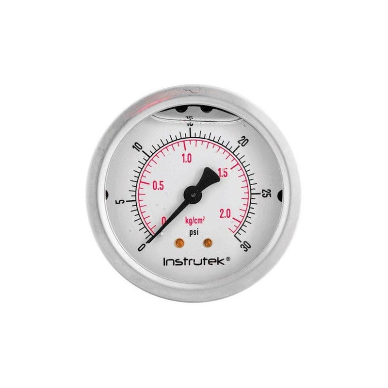 Premium Stainless Steel Pressure Gauge with Glycerin Flange 2.5 Inch, 30 Psi