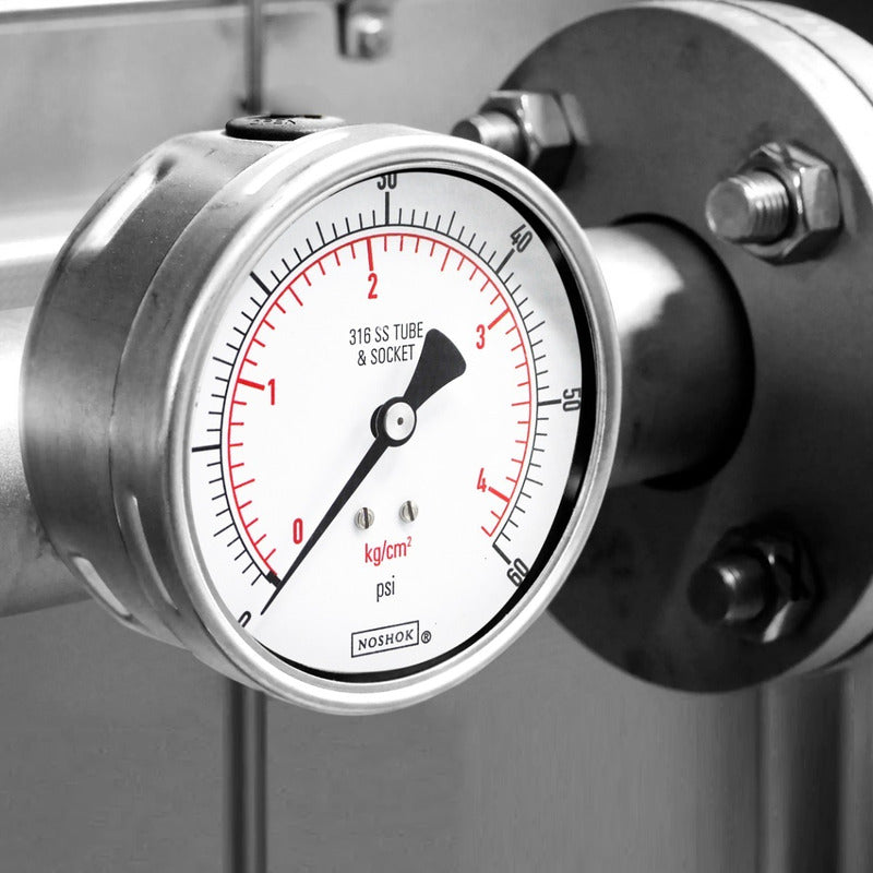 Noshok 4 PLG Stainless Steel Pressure Gauge, 60 Psi, Conx. Later