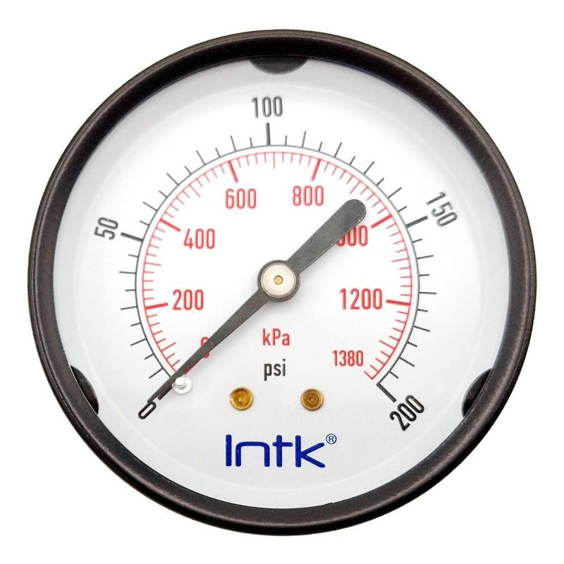 2.5" Standard, dry, pressure gauge, black steel case, 1/4" NPT, back connection, 0 to 200 psi-kPa