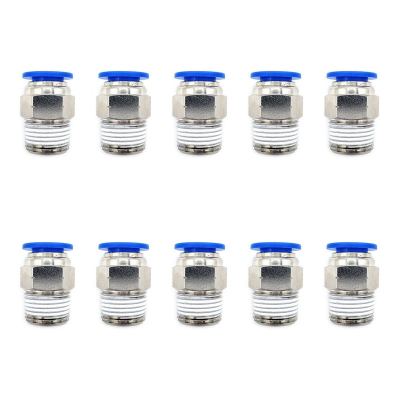 10 Pcs Straight Pneumatic Quick Connector/Fitting 3/8 Npt X10mm