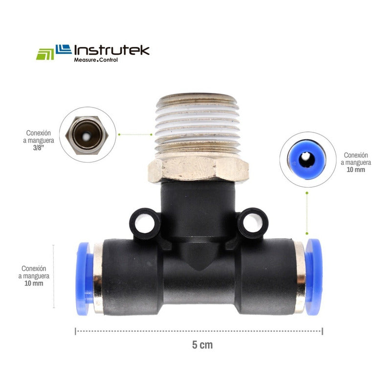 5pz Pneumatic Fitting On Tee 3/8 Npt X 10mm