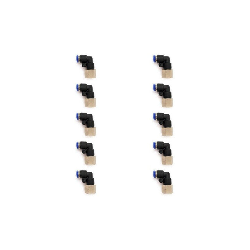 10 Pz De Conector/racor Neumático Codo Hembra 1/8 Npt X 1/8