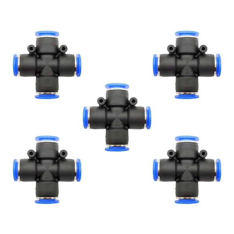 5 Pz Racor Unión Neumático En Cruz 1/2