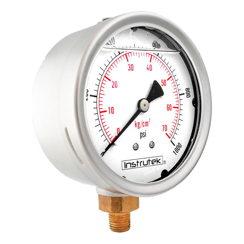Manómetro 4", lleno de líquido (O.E.M.), 1/4" NPT, inferior, 1000 psi-kg/cm2