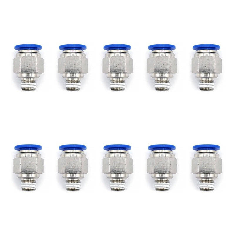 10 Pz De Conector/racor Rápido Neumático Recto 1/8 Npt X10mm