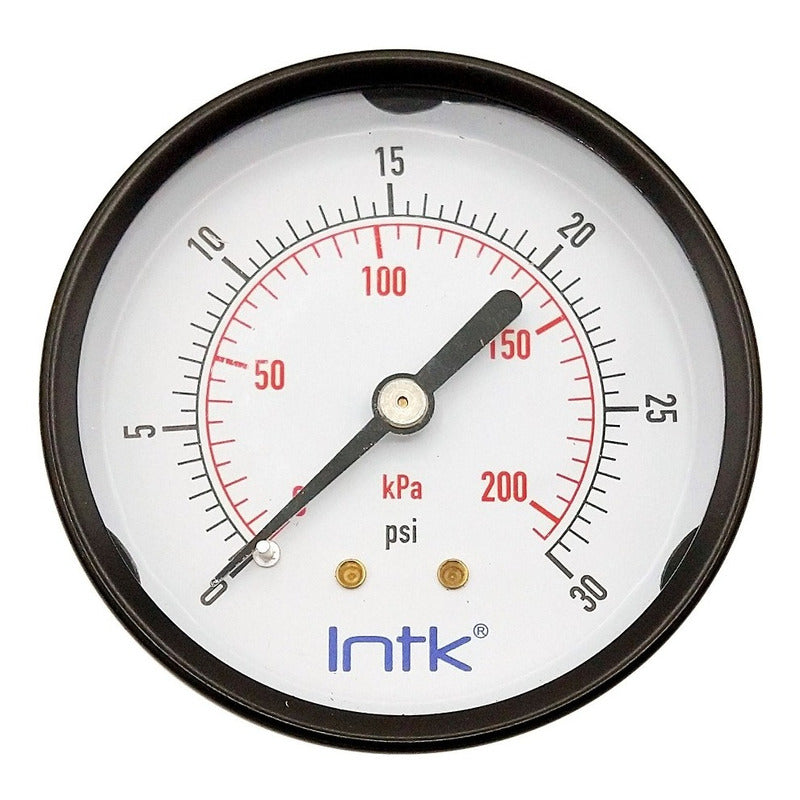 2.5" Standard, dry, pressure gauge, black steel case, 1/4" NPT, back connection, 0 to 30 psi-kPa