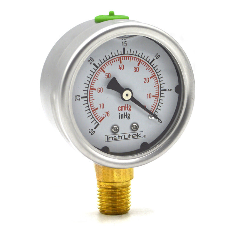 Vacuómetro 2.5", lleno de líquido (O.E.M.), 1/4" NPT, inferior, 30 Vac inHg-cmHg