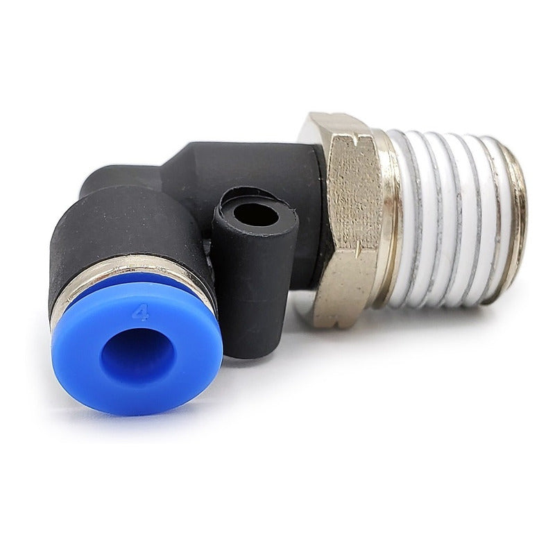 10 Pz De Conector/racor Rápido Neumático Codo 1/4 Npt X 4mm