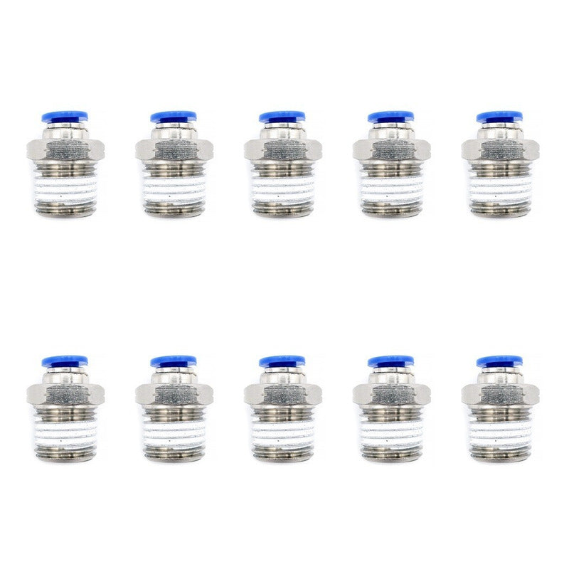 10 Pz De Conector/racor Rápido Neumático Recto 1/4 Npt X 1/8