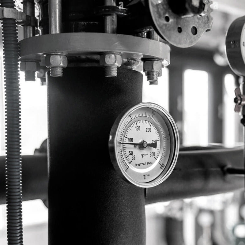 Termómetro 3 pulgadas, posterior, 1/2" NPT, vástago 6", rango 0 a 150 C-F