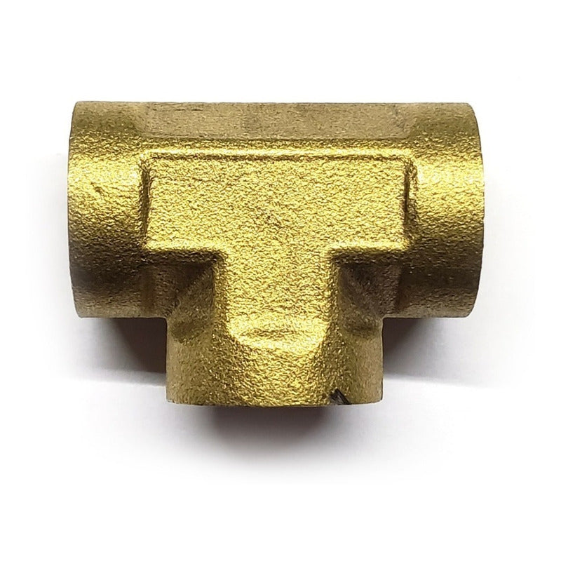 Conector En Tee De 1/4 Npt Hembra En Latón (dorado)