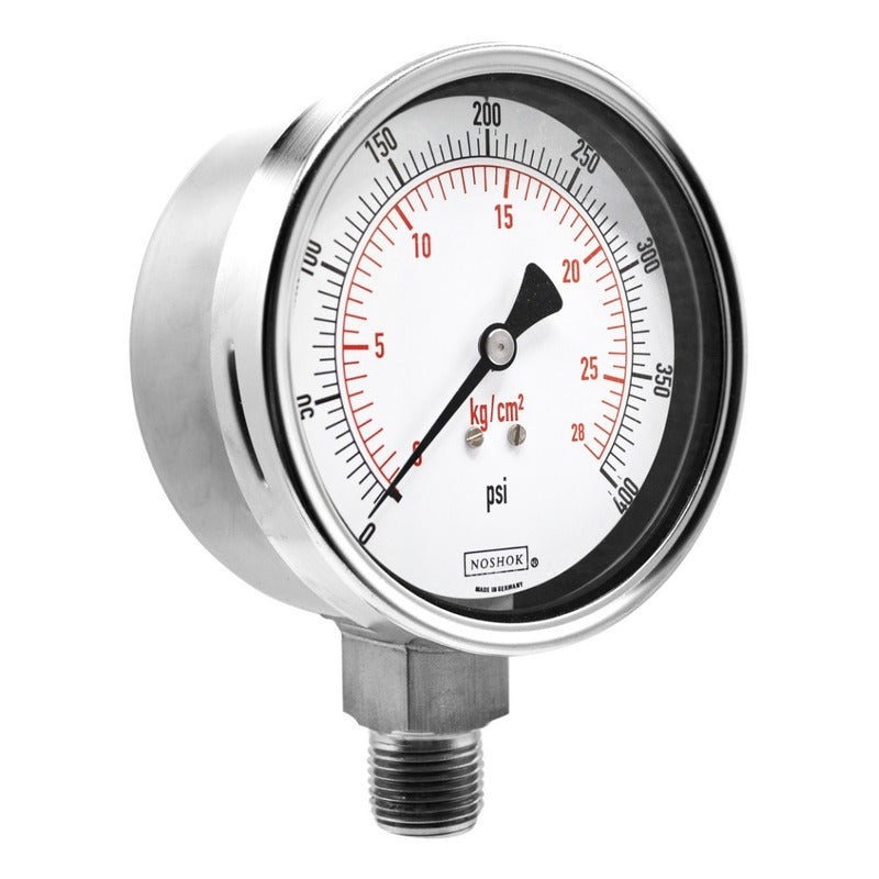 Noshok 4 PLG Stainless Steel Pressure Gauge, 400 Psi, Conx. lower