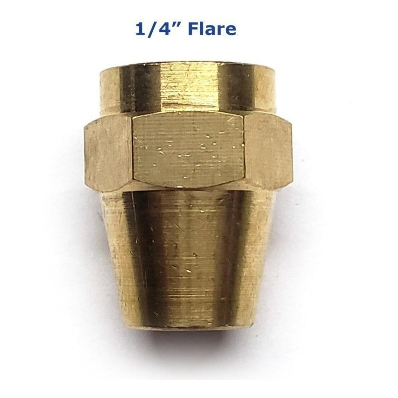 Tuerca corta, fabricado en latón (dorado) de 1/4" flare