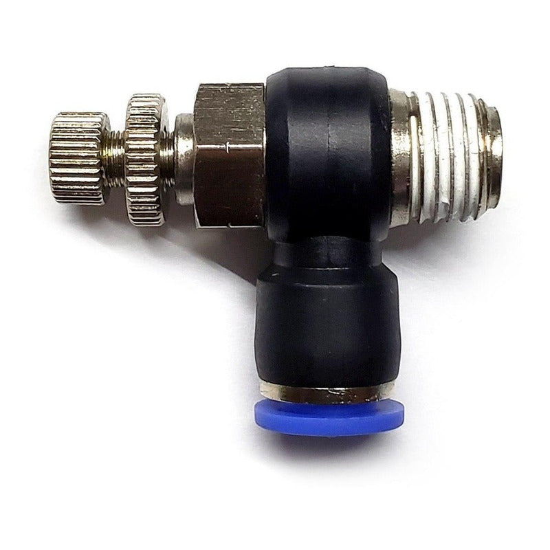 Pneumatic Flow Regulator/Connector Elbow 1/4 Npt X 8 Mm
