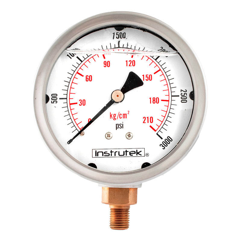 Manómetro 4", lleno de líquido (O.E.M.), 1/4" NPT, inferior, 3000 psi-kg/cm2