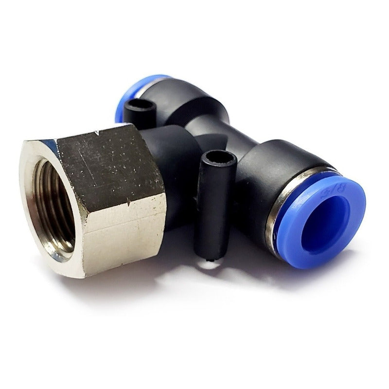 5pz Racor Rápido Neumático En Tee 3/8 Npt Hembra X 3/8 Mang.