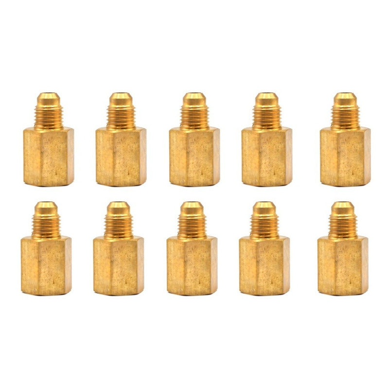 Conector hembra, fabricado en latón (dorado) de 1/4" NPT x 1/4" flare