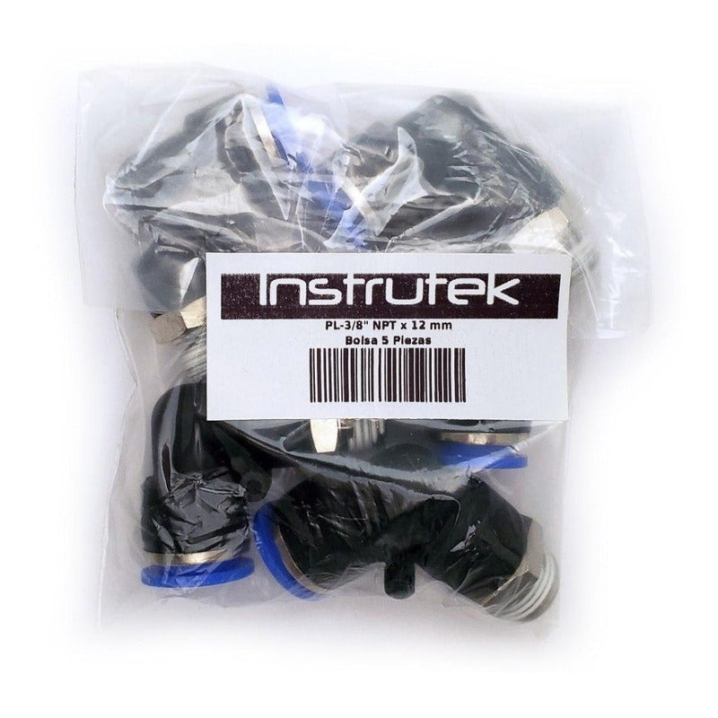5 Pz De Conector/racor Rápido Neumático Codo 3/8 Npt X 12 Mm